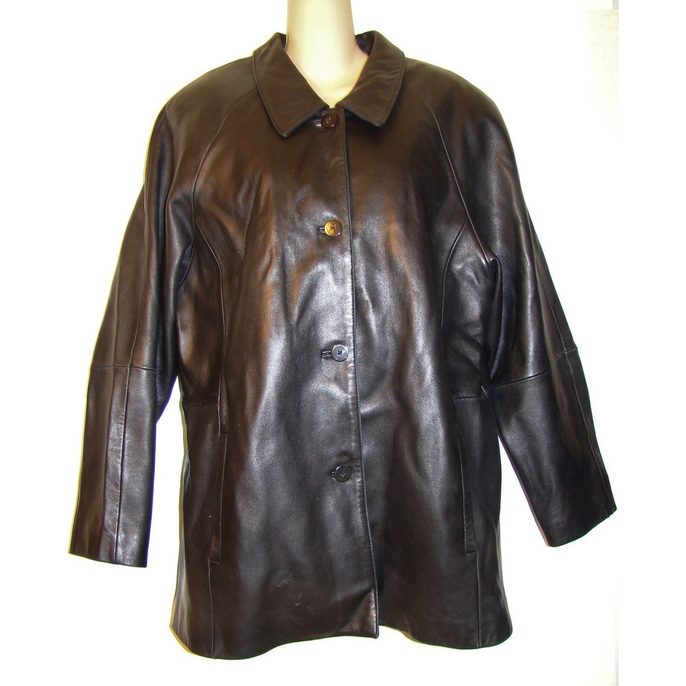 FIELD GEAR WOMENS BLACK LEATHER JACKET COAT REMOVABLE LINING SIZE XL      BC